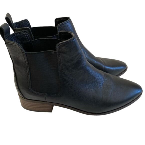 LUCKY BRAND Lufti Black Leather Chlesea Ankle Slide-On Boots Size 9 1/2 - Picture 2 of 13